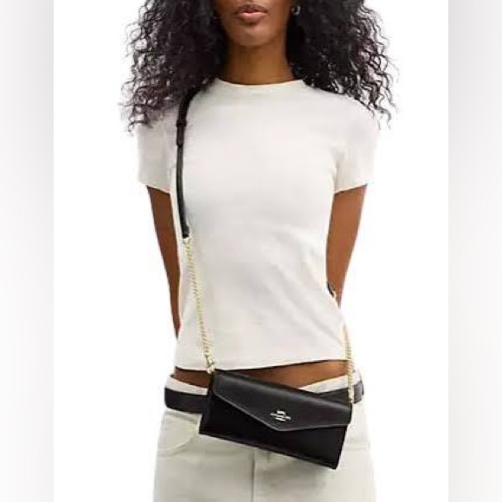 Coach Black Clutch with Gold Chain